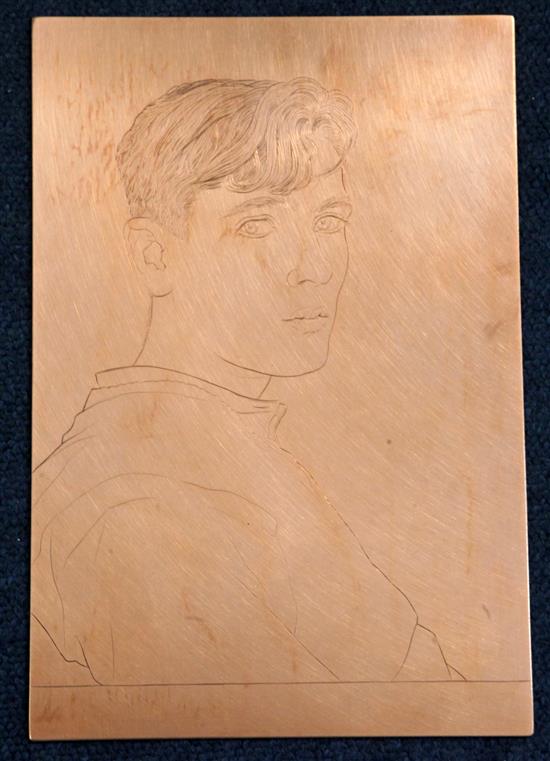 Edgar Holloway (1914-2008) Self Portrait No.17 (Artist as a young man), 243 x 162mm. Original copper plate